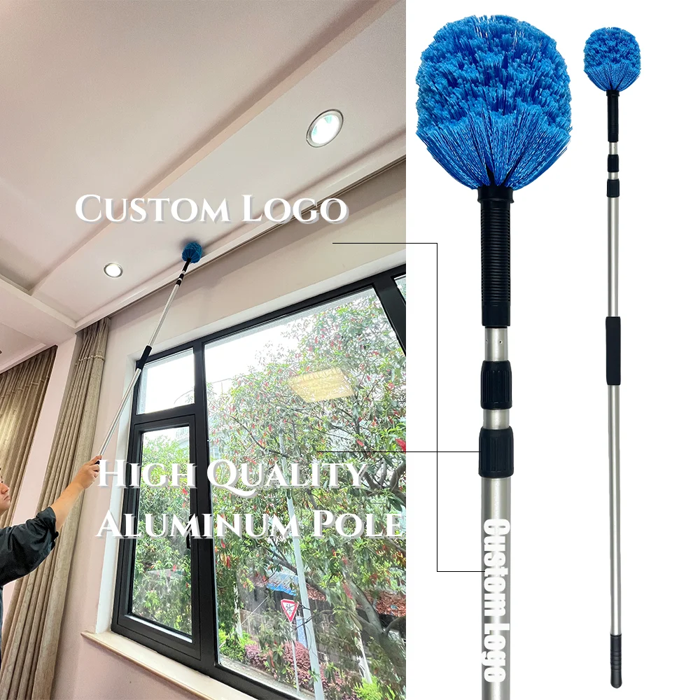 3.7m Aluminum Cobweb Ceiling Brush With Telescopic Handle Extension Pole Dusters With Twist Lock For Household Cleaning