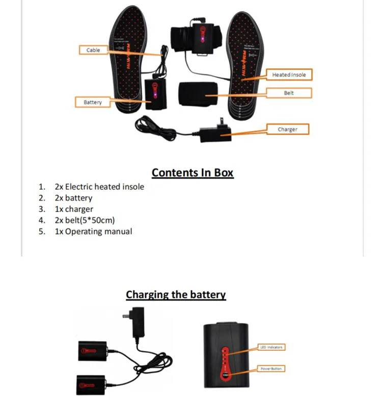 Wholesales Electric Heating Shoe Insoles Rechargeable Lithium Battery Keep Warm Insoles Supplier