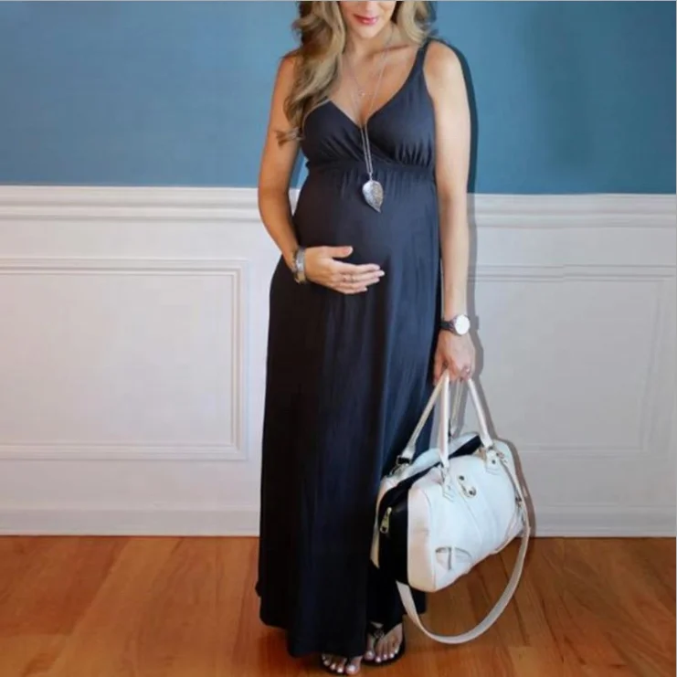 
Cyalaa Wholesale CustomSummer European American Maternity Skirt Long Solid Knitted Pregnant Dress 