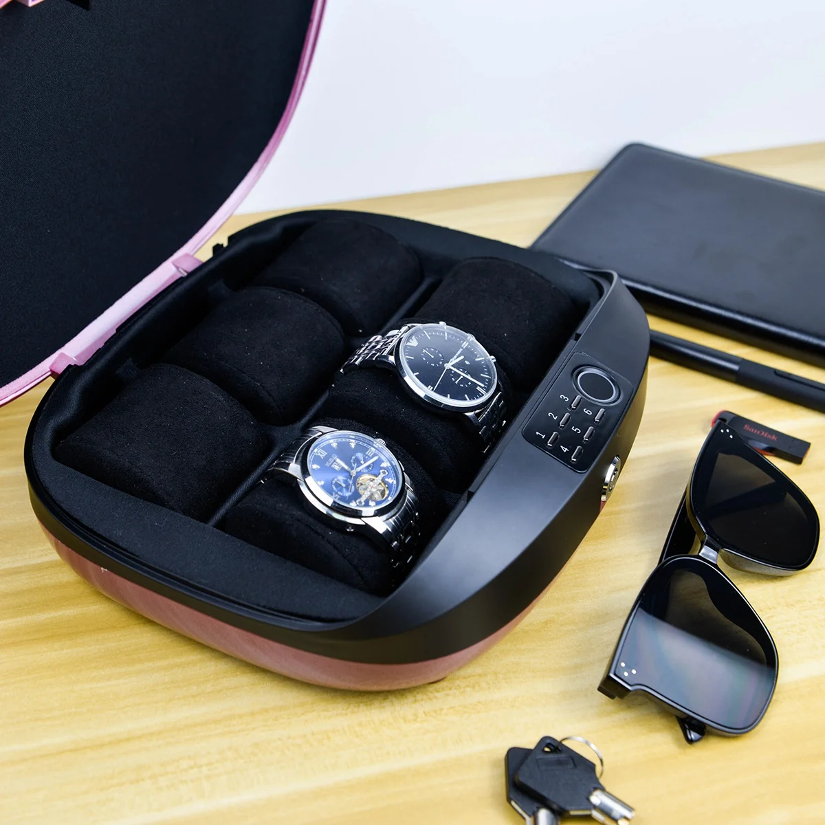 New Arrival Fingerprint-Protected Watch Box 6 Slots Access Storage Box Biometric for Men and Women