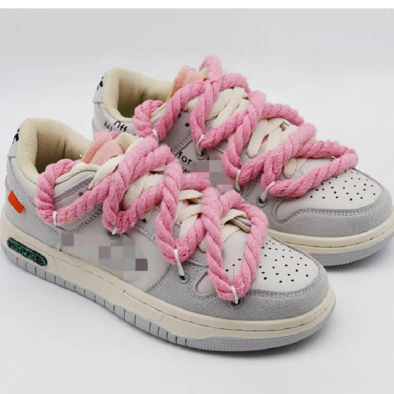 OLIAN High Quality Wholesale 0.8cm / 1cm Cotton And Linen Hemp Rope Round Woven Rope Shoelace TS Travis scotts braid Shoe Laces