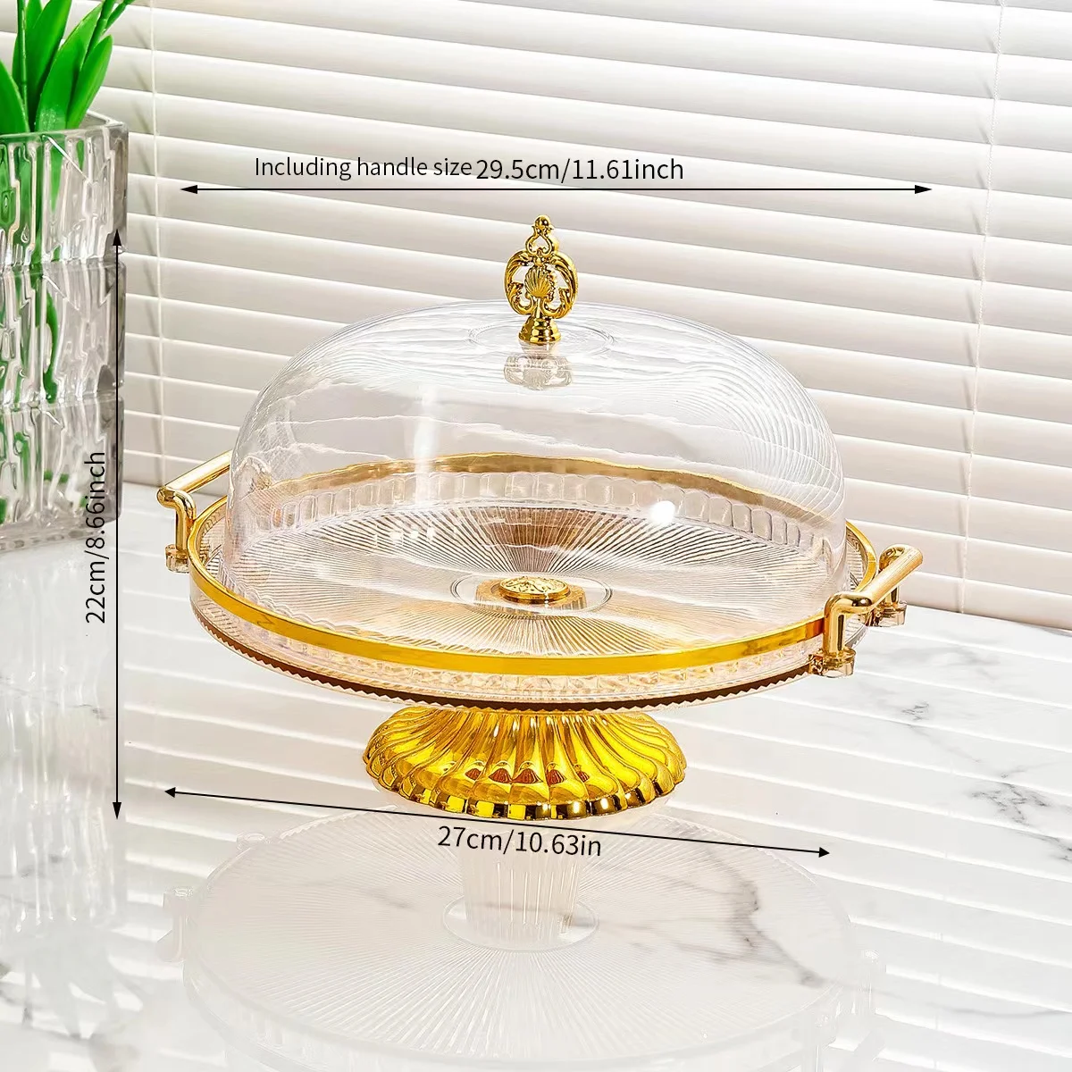 Transparent Cover Cake Plate Afternoon Tea Fruit Dessert Display Plate Food Dust Cover Pastry Plate