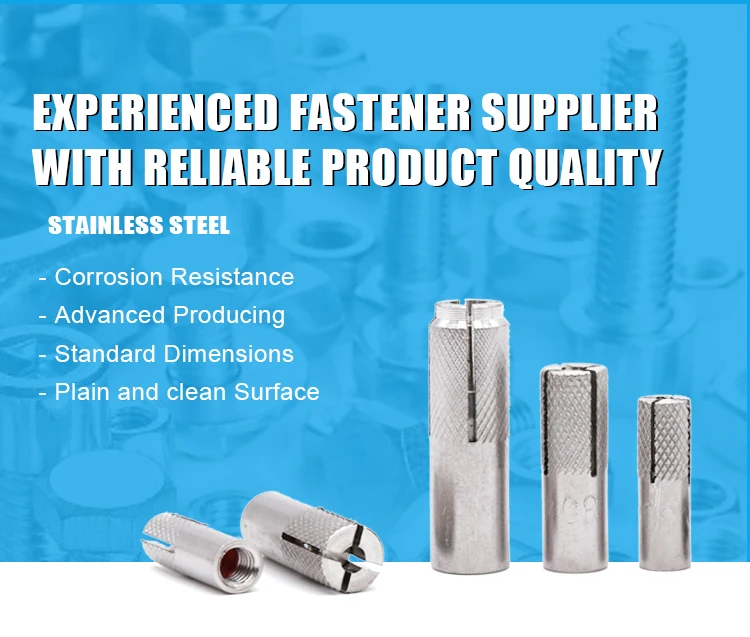 Din Standard 304 316 Stainless Steel Plug Knurled Expansion Drop In Anchor Bolt