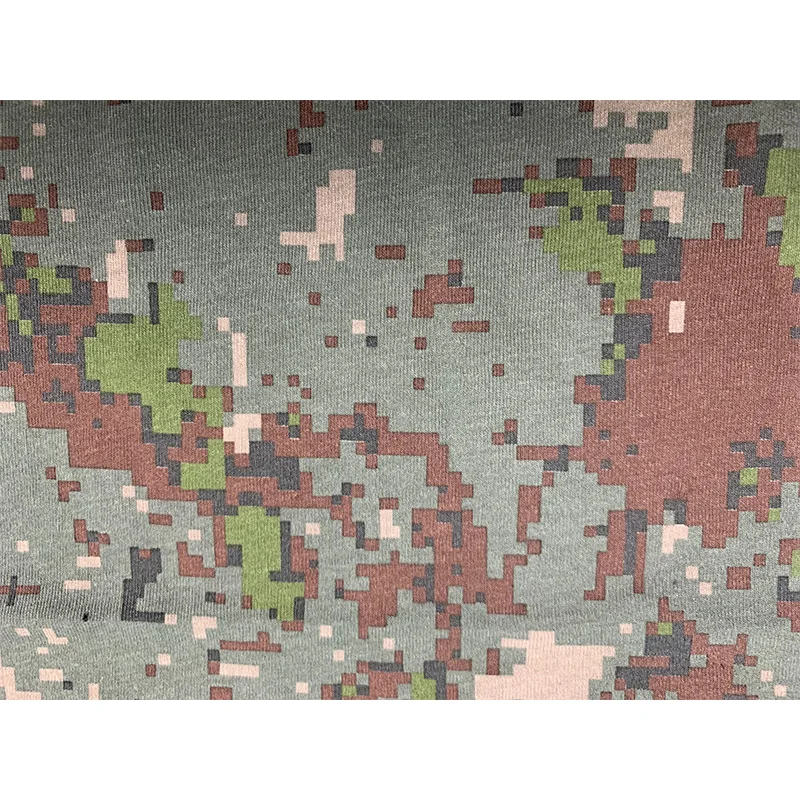 China Knit FR Jersey Grey Spandex Waterproof Black Tricot Forest Uniform Woodland Camouflage Print Fabric For T-shirt