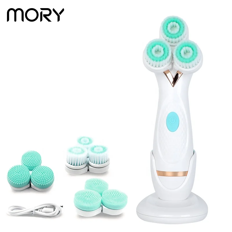 Mory face clean device face brush private label waterproof spin rotating cleaning electric silicone face cleansing brush