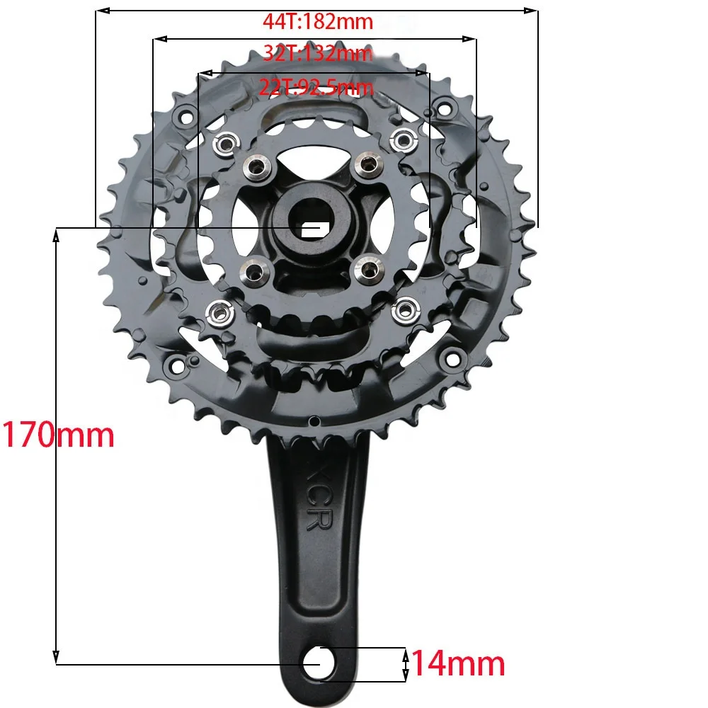 Bicycle 64/104BCD 9S/27S Three Disc 22/32/44T Integrated Chain Ring Crank MTB Square Hole Bike Crank Set