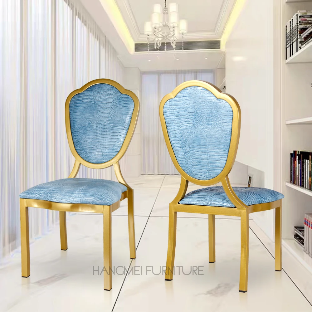 Hotel Furniture Customized Gold Metal Soft Padded Used Dining Restaurant Wedding Banquet Hall Chairs