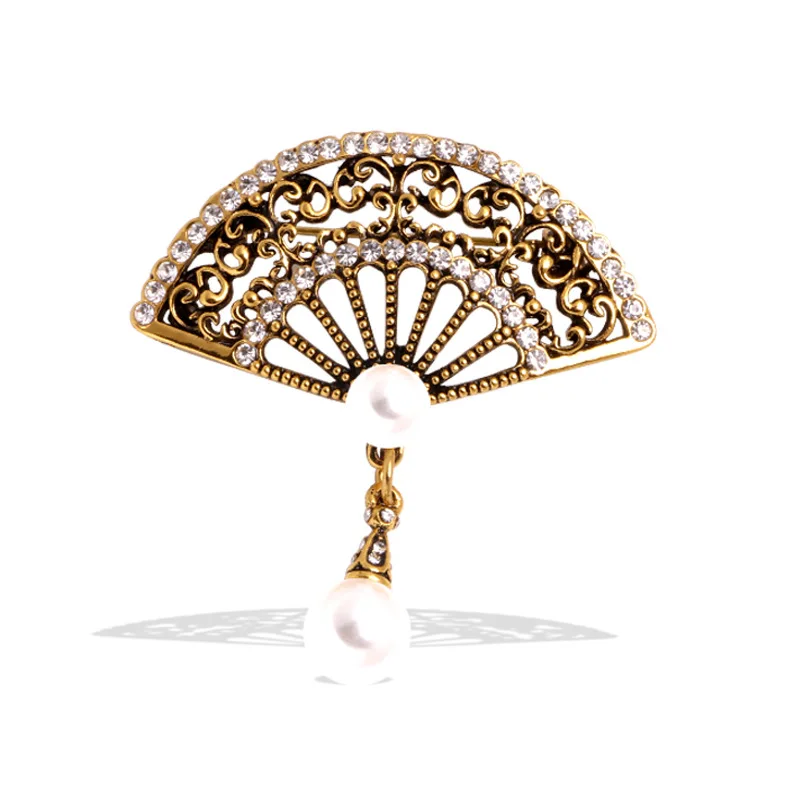 JAENONES Luxury Custom Fashion Designer Rhinestone Alloy Pearl Brooch Metal Brooches For