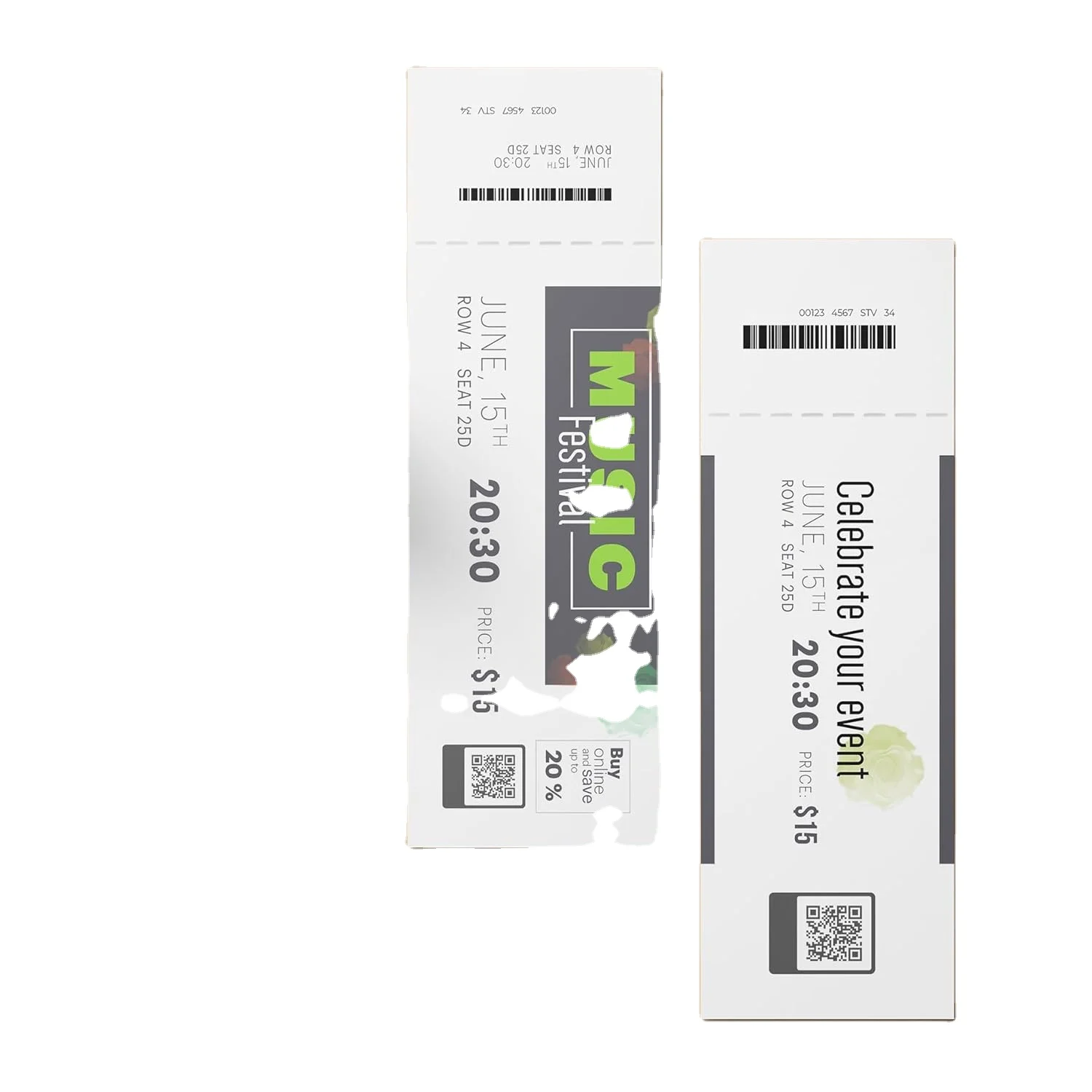 Factory Printing Thermal Paper Event Admission Tickets Roll Scenic Spot Entrance Tickets With Serial Number and QR Code