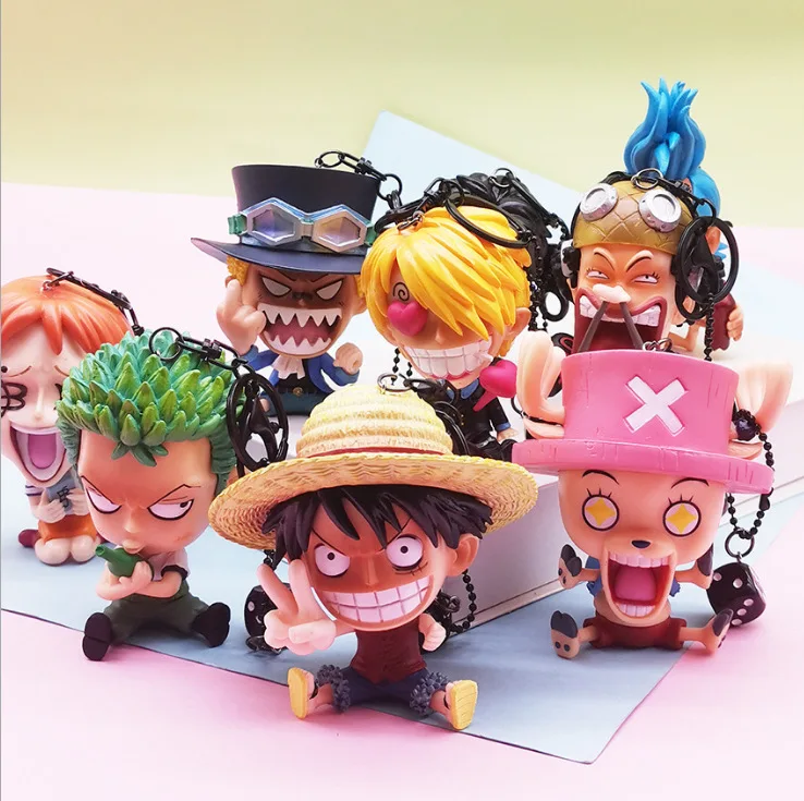 Japanese Anime Character One Piece  Luffy Sanji Nami Luffy Luo Zoro Anime Figure Toys Keychain (1600630261570)
