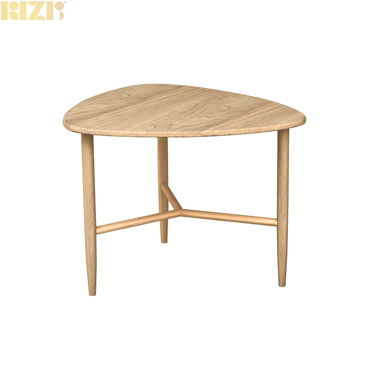 Modern Living Room High Height Coffee Table Wooden MDF top with oak paper veneer and metal tube Solid Wood Coffee Table Decor