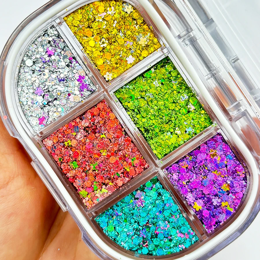 OEM Glitter Custom 6 colors Creamy Customize Eyeshadow Palette Private Label Logo Black Glitter Eyeshadow Palette Eye Shadow