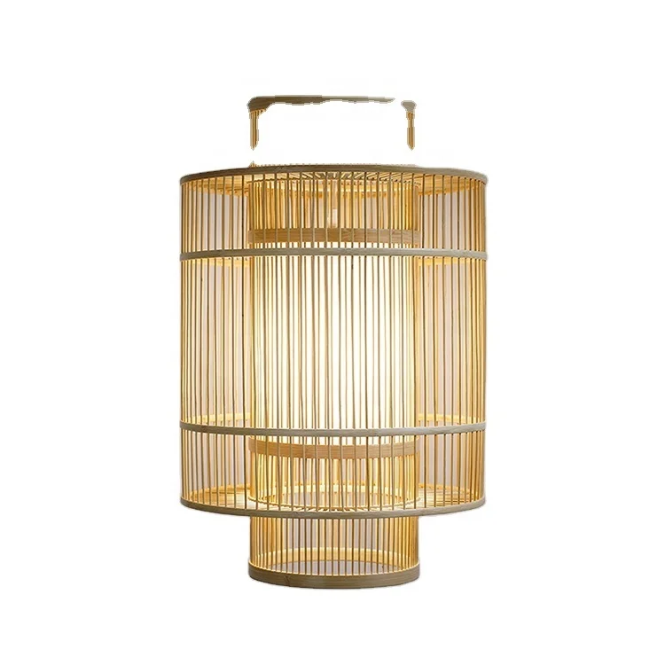 
New Chinese style bamboo chandelier Zen tea room B&B hotel living room handmade concentric double creative bamboo lamp 
