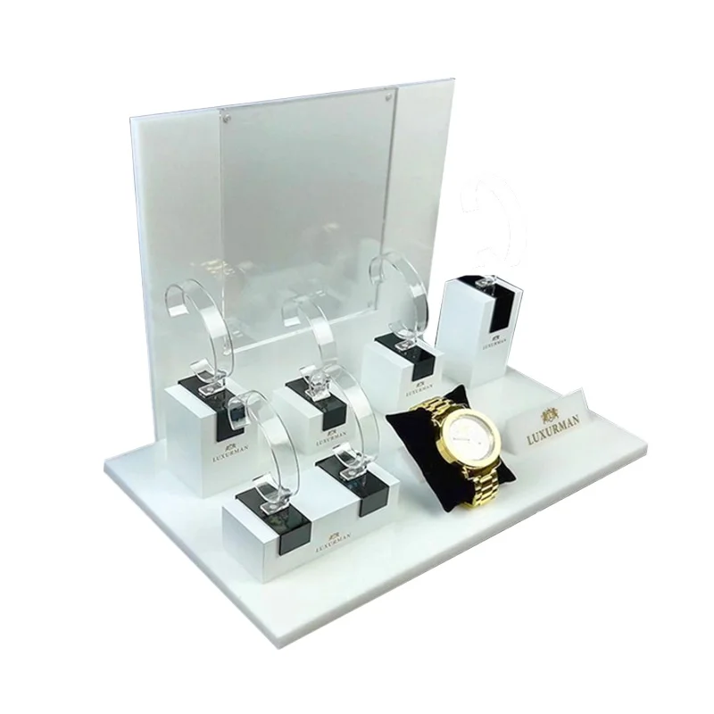 OEM Water Proof Watch Display Stand Acrylic Smart Watch Holder iWatch Show Base LED Lighted Universal Display For Retail Shop