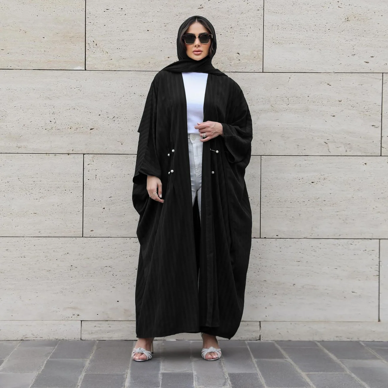 Solid Color Arab Dubai Turkish  Muslim Islamic Abaya Robe Cardigan Muslim Woman Modest Dress Women Hijab Clothing Abayas Dress