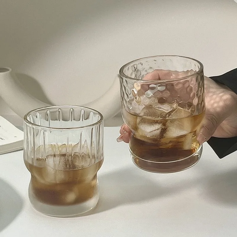 Hot Sell Glass Coffee Cups Wine Ice Beer Cup Cocktail Glasses Drinkware Origami Style Transparent Mug