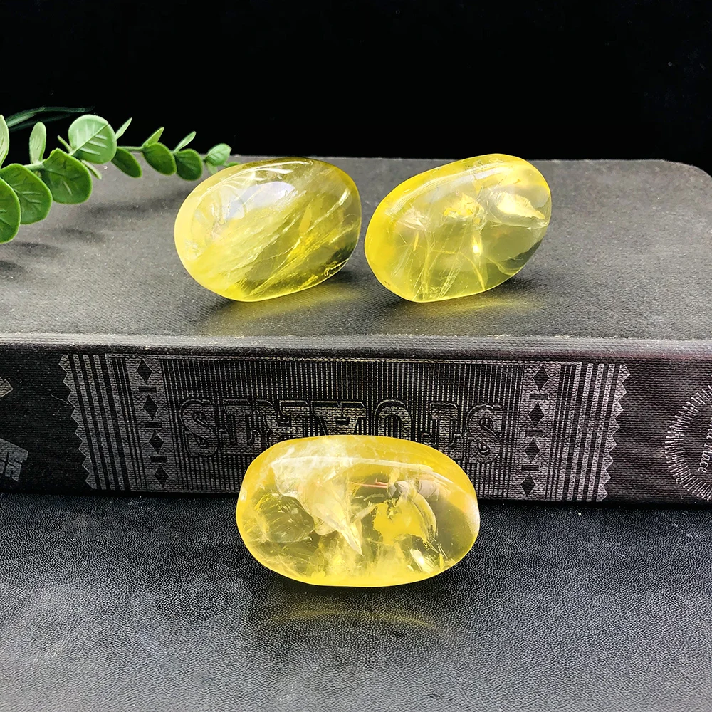 Natural High quality Citrine palms Crackled Rock Healing Stone Crystal Tumbled For Feng Shui Decoration