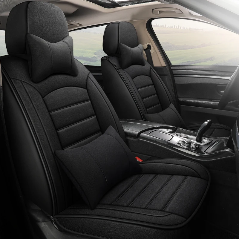 Polyester Car Seat Covers Faux Leatherette Automotive Vehicle Cushion Cover for 5 Passenger Cars & SUV Universal Fit Set