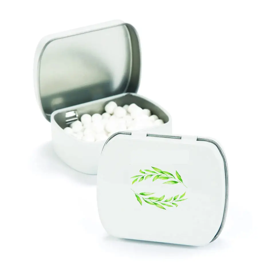 Custom rectangular flip lid candy mint gum package free sample mini tin boxes popular free sample custom logo printing