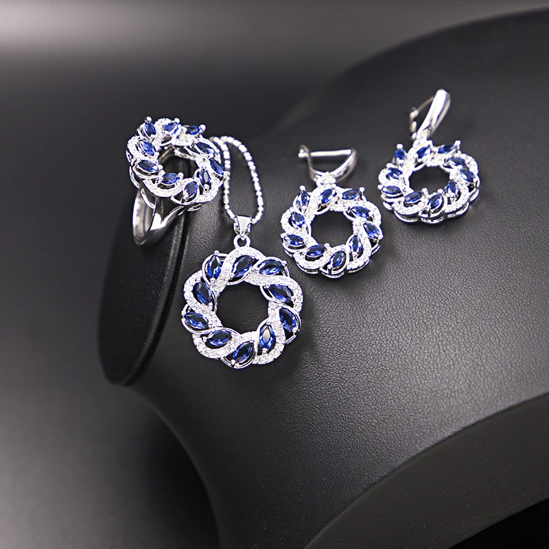 Costume Necklace Earring Gold Set  Fashion Round Zircon Chain Earring Jewelry Wedding Fashion Women Zircon Jewelry