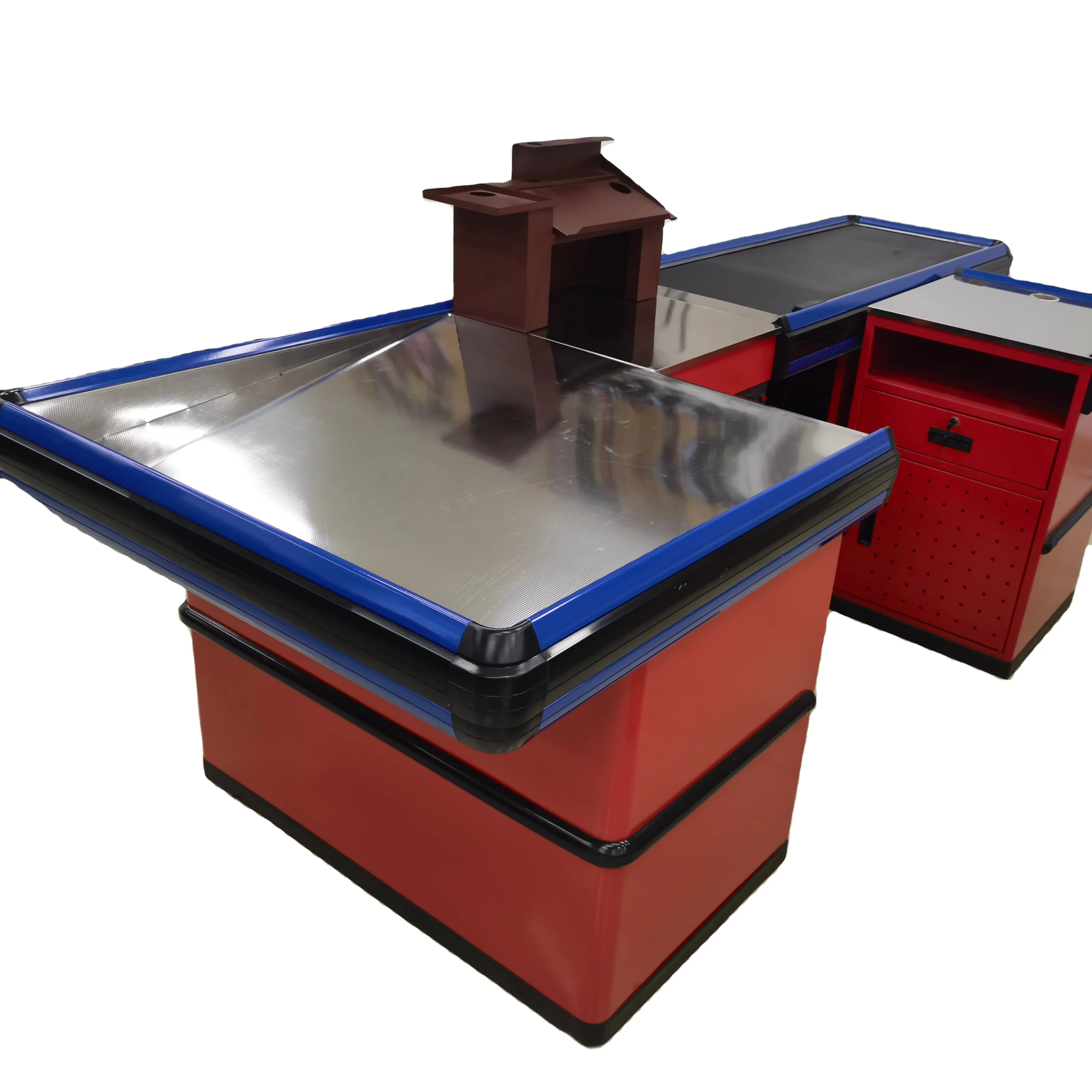 Customized Boutique Checkout Stand Checkout Counter With Conveyor Belt