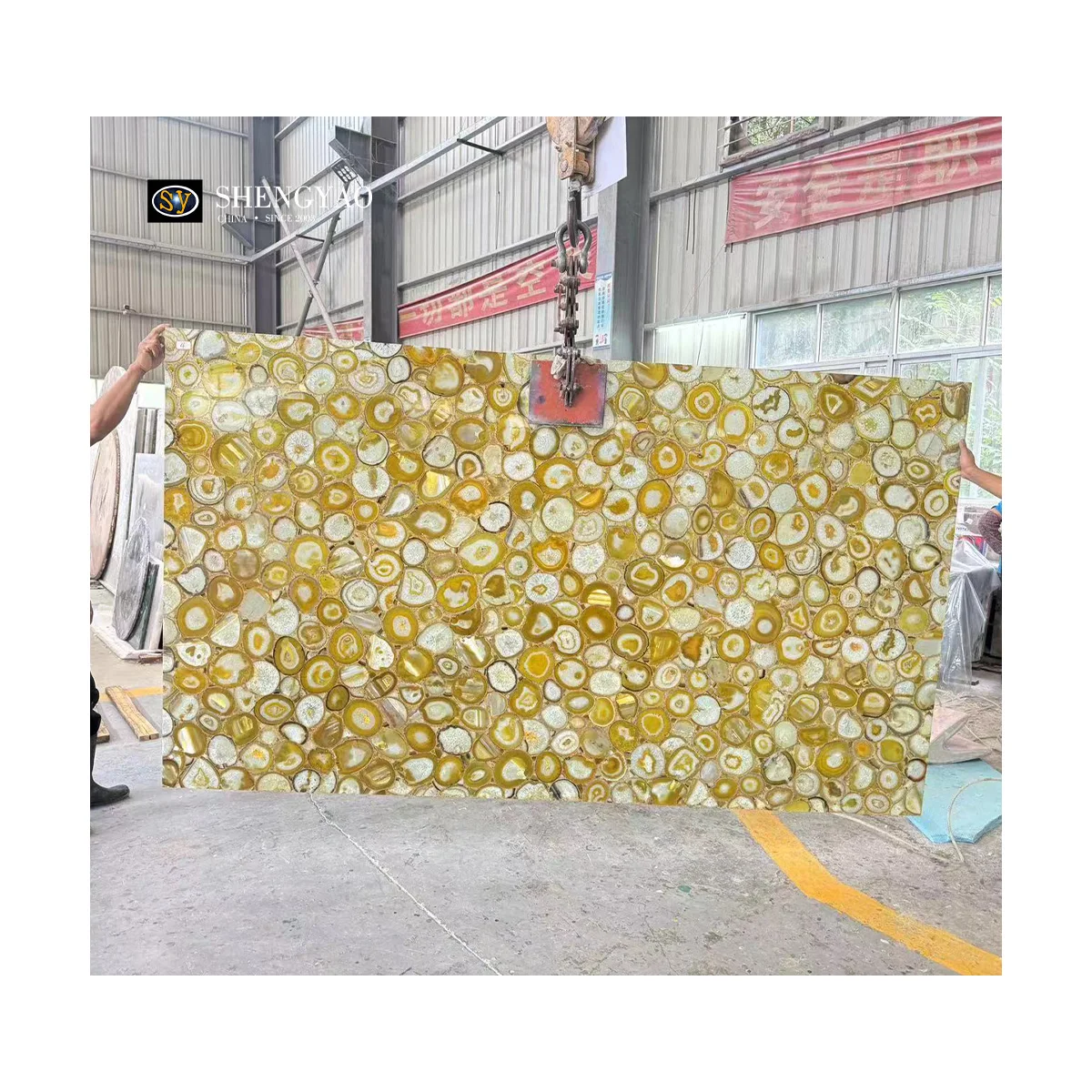 Natural Backlit Translucent Yellow Crystal Agate Onyx Quartz Semi Precious Stone Slabs