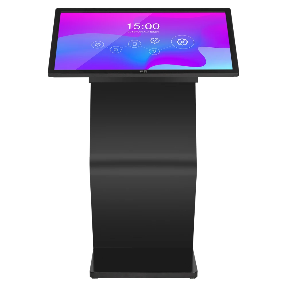 Indoor K type base kiosk horizontal rotate lcd totem kiosk table digital signage touchscreen capacitive mount