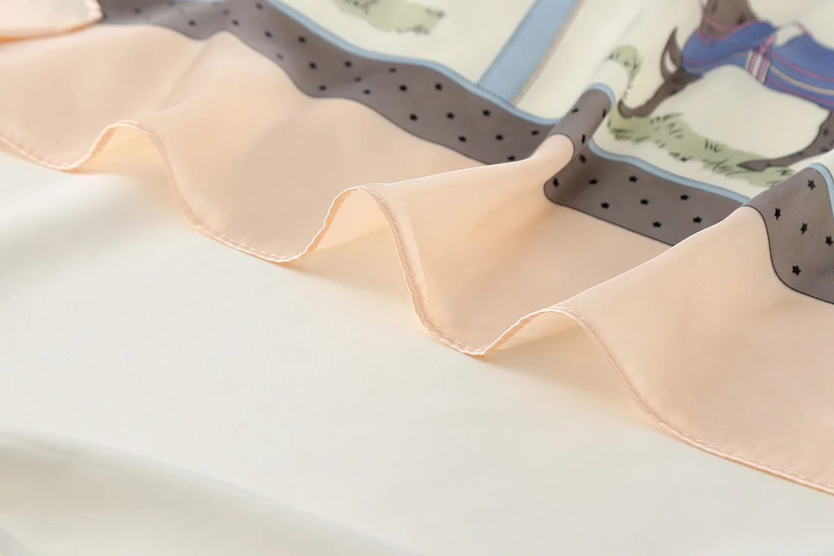 Wholesale Fashion Various Custom Print Bicycle Bandana Silk Feeling Medium Square Satin Hair Other Scarves for Women