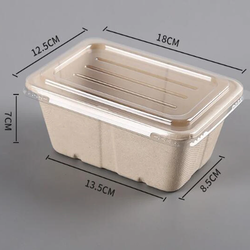 Eco-friendly Biodegradable 100% Compostable Square Sugar Cane Bowl Sugarcane Pulp Bagasse Tableware Food Container Lunch Box KS