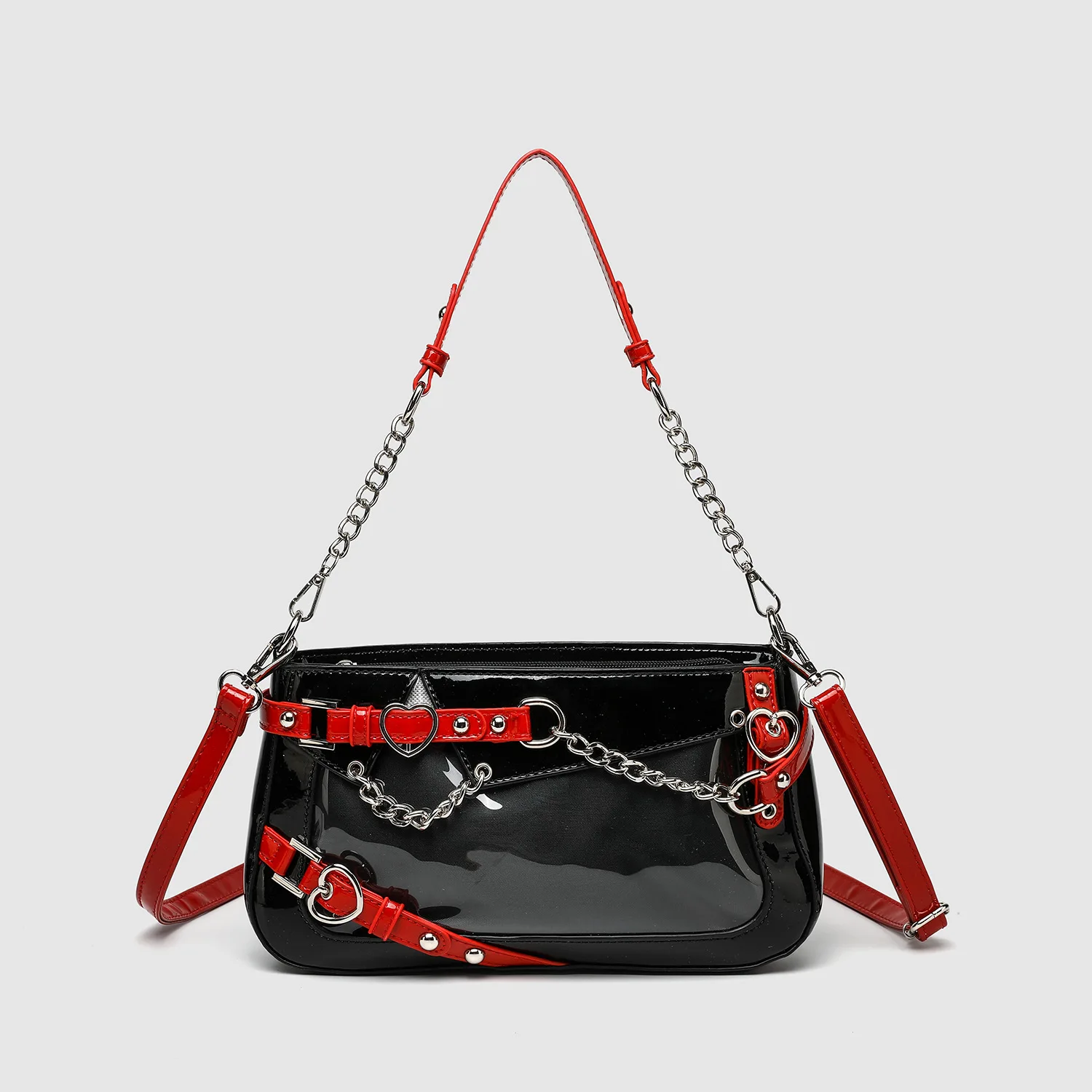 Custom Shape Ita Bag Gothic Style Custom Clear Chain Ita Bag WIth Pin Insert