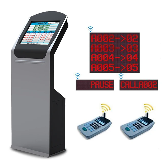 17'/21'  customized android windows touch screen stand kiosk ticket dispenser printer wireless queue management system