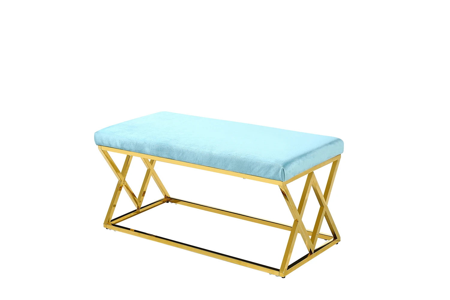 High quality luxury stainless steel frame comfortable fabric bedroom Bench