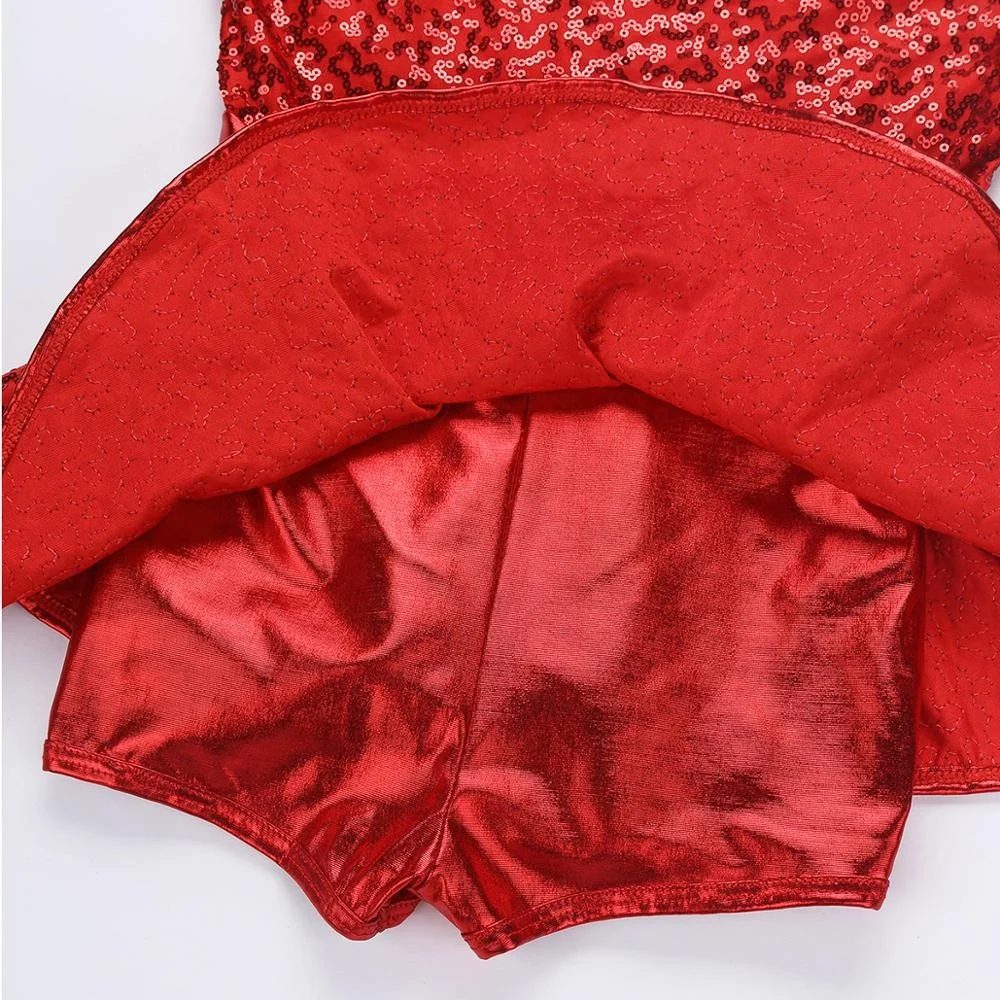 Kids Jazz Tap Ballet Dancewear Sleeveless Sequined Dresses Gymnastics Leotards Modern Dance Costumes Dancing Dress for Girls