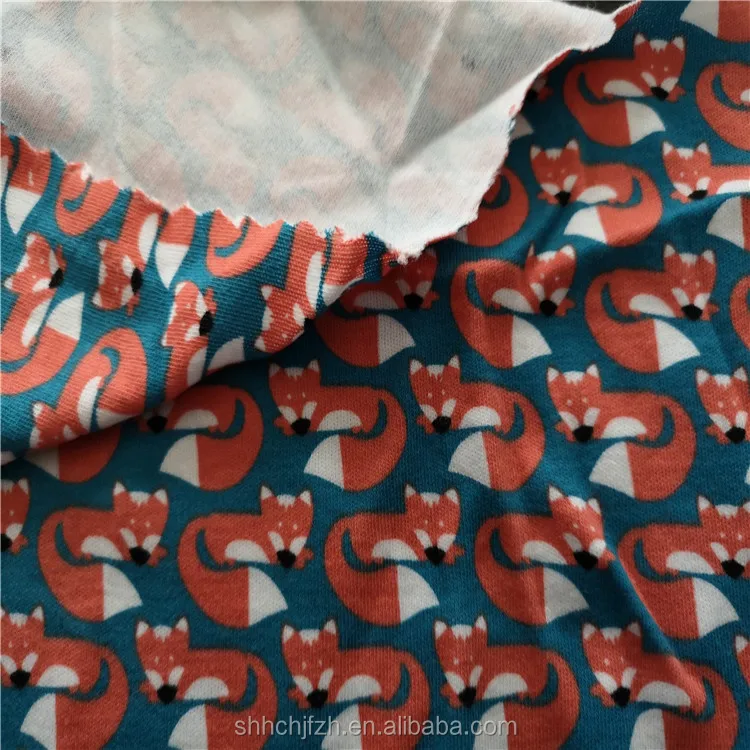 190gsm Custom Print Cotton Knitting 100%Organic Cotton Printed Fabric Printed Organic Interlock Cotton Fabric