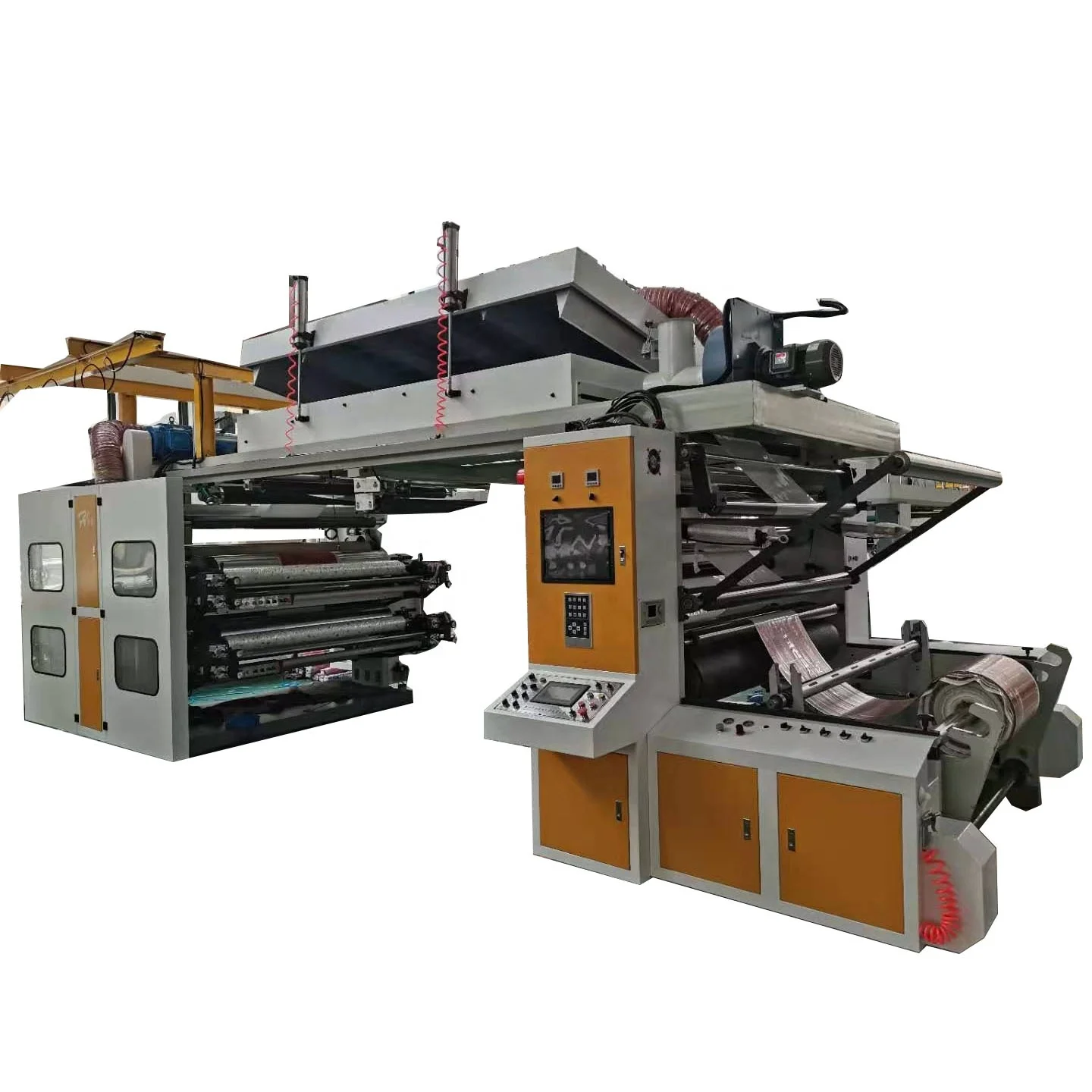 Central Drum 4 Colours 6 Colors CI Flexo Printing Machine 2 Rewinding Ways for  Nonwoven and PE roll Films
