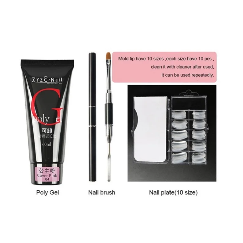 Fast extension poly gel nail polish kit with uv/led nail lamp