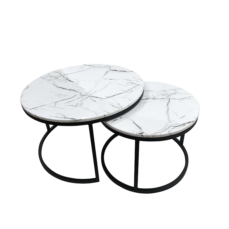 Недорогой круглый мраморный журнальный столик в современном стиле