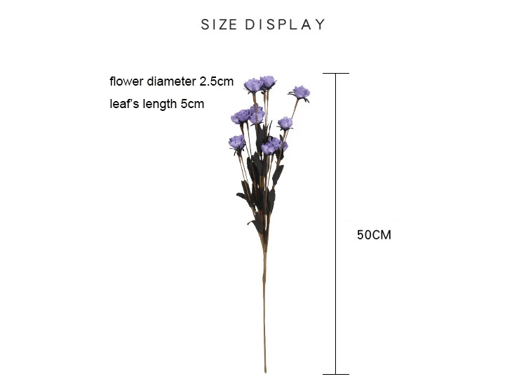50cm Length Multi Color Simulation Flowers 15 Heads PE  Foam Rose Small Artificial Flowers for Home Decoration