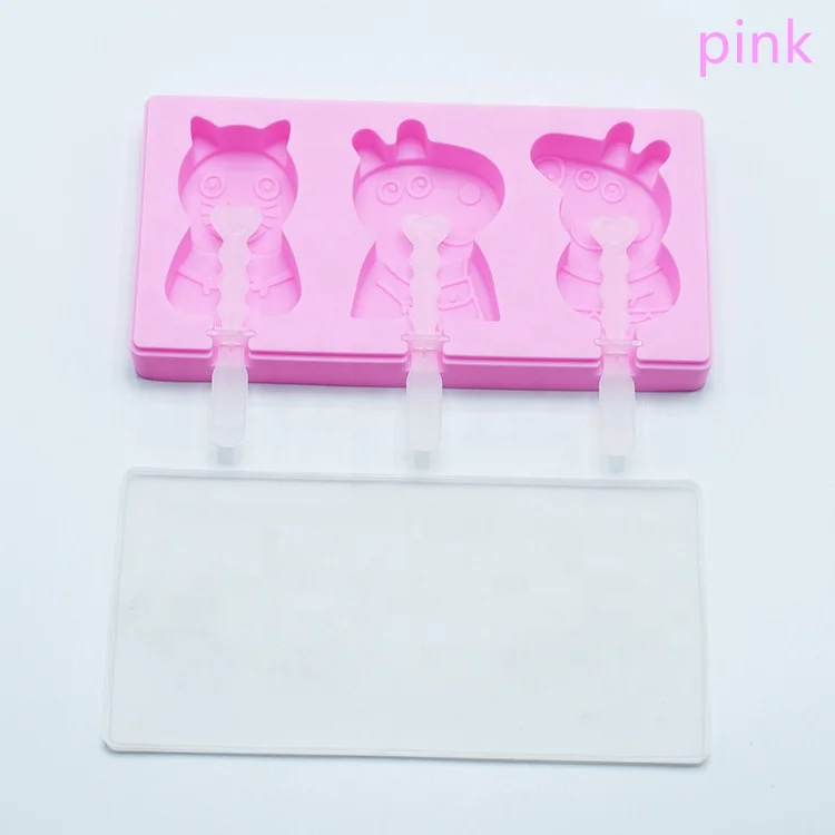 Pig Peppa 3D DIY Silicone Mold Nonstick Ice Cream Mold Food Grade Popsicle Mould for Baking Customized Supported