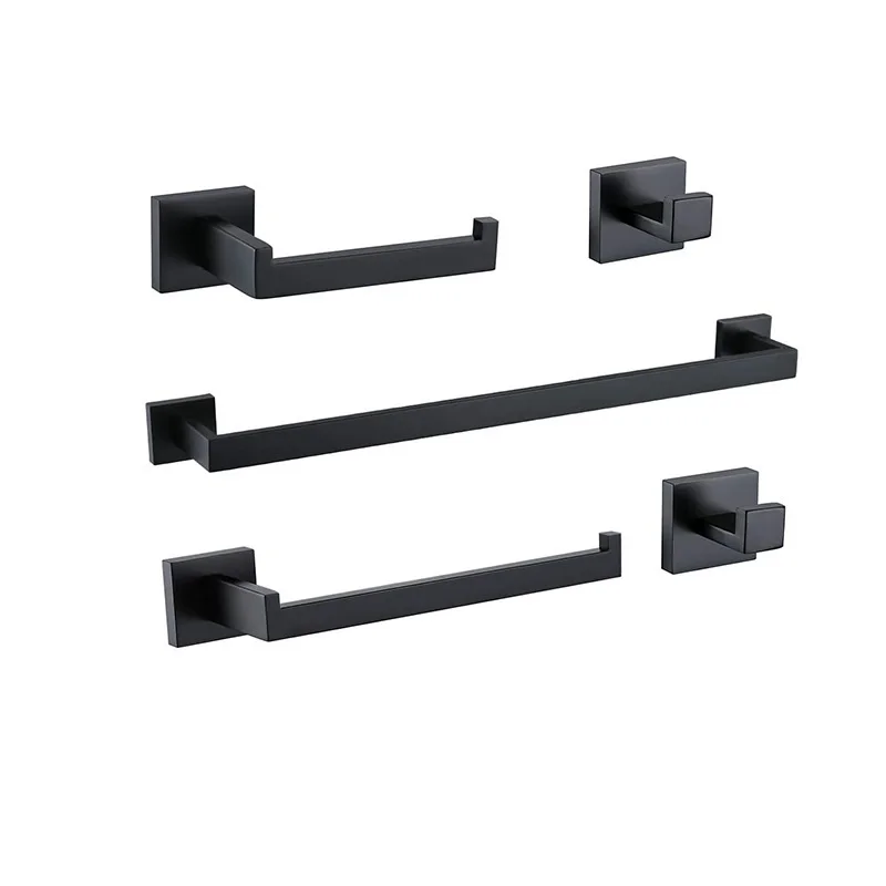 Matte Black 23.6-Inch Stainless Steel Bathroom Hardware Set Wall-Mounted Bath Towel Rack and Bar Set