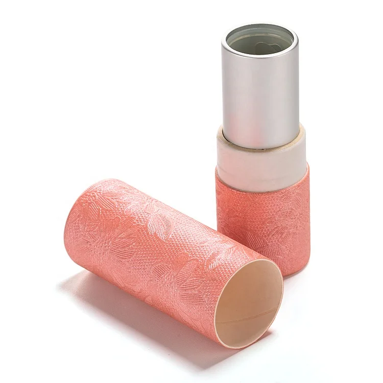 Eco cylinder packaging pink lip gloss round paper cosmetic lip balm deodorant lipstick paper tube