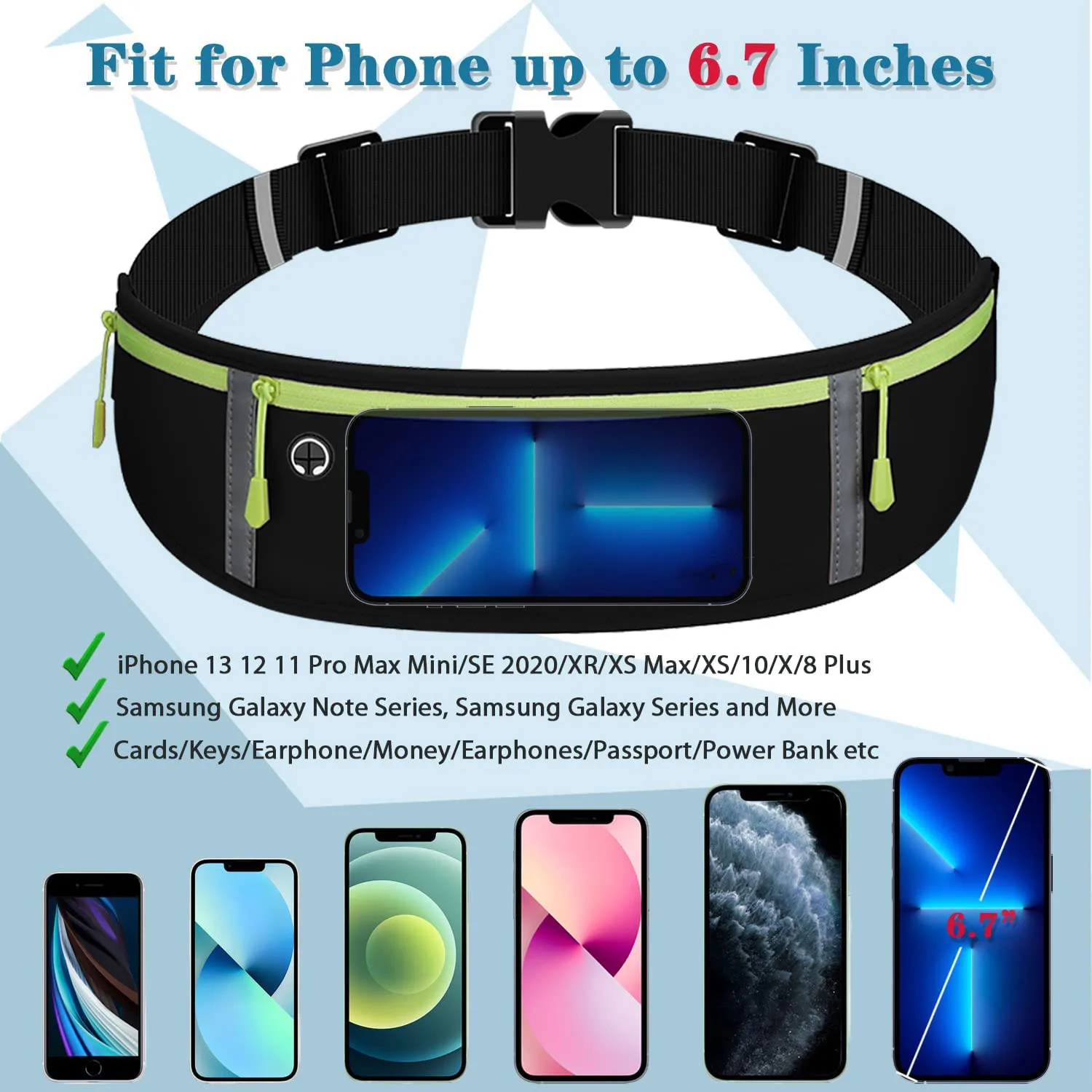 Hot Sell East to Handle Buckle Portable Small Adjustable Sports Running Waist Belt Bag for iPhone Ear Phone and Keys