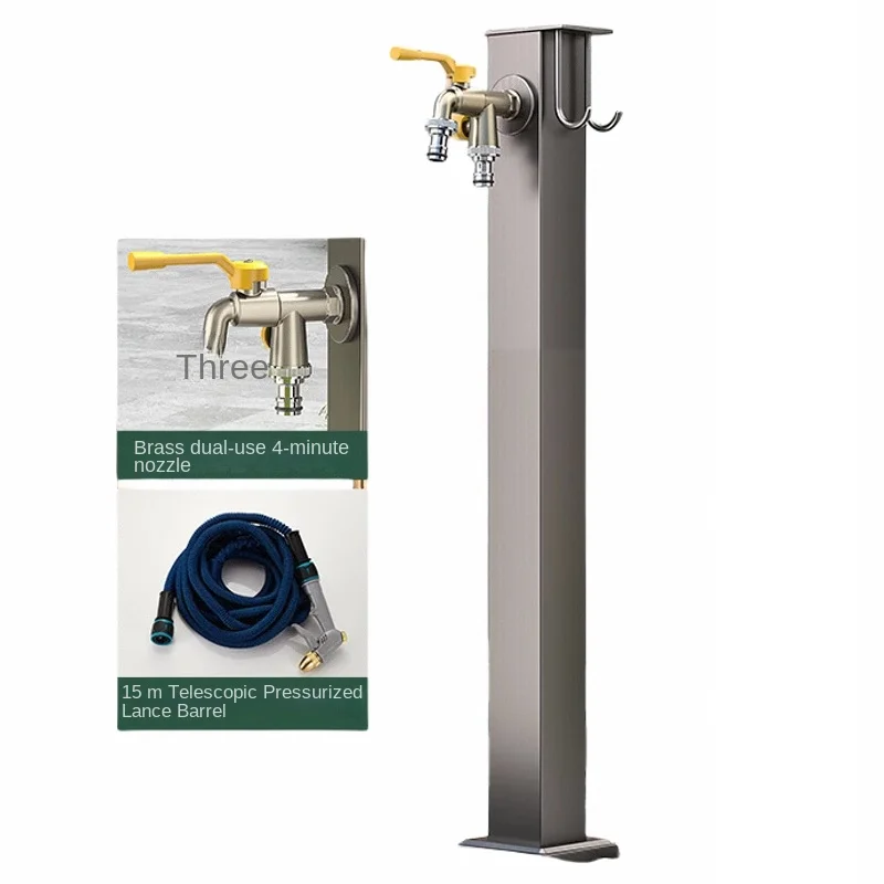 Wholesale 304 Stainless Steel 60cm Gun Gray Garden Villa Car Wash Outdoor Column Faucet With Spray Gun