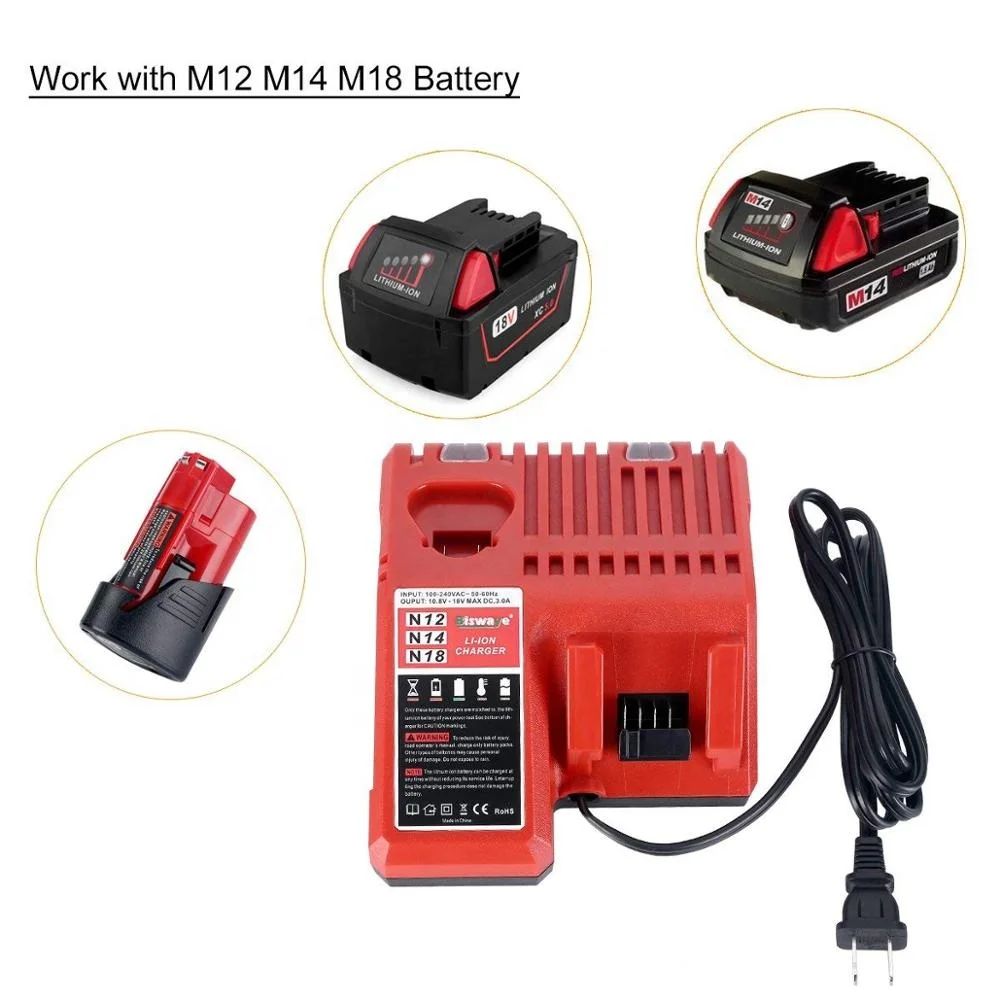  Зарядное устройство 48-59-1812 подходит для литиевых батарей 12-18 в Milwaukee M12 M14 M18 48-11-2420 48-11-1850