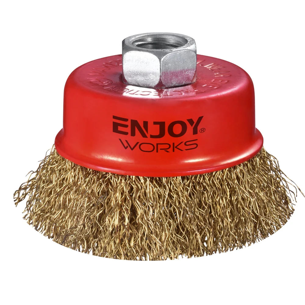 Factory Wholesale Red Angle Grinder Accessories Bowl Type Steel Wire Brush Tools Brass Coated Cup Wire Brushes For Dust Remobing