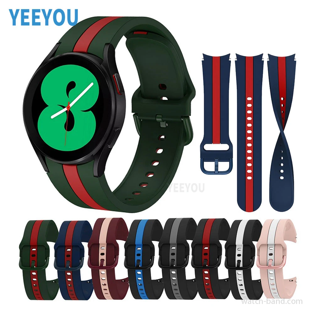 YEEYOU Silicone Wristband with Metal Buckle Multi-Color Fashion Strap Printing for Samsung Galaxy Smart Watches Series 20/22mm