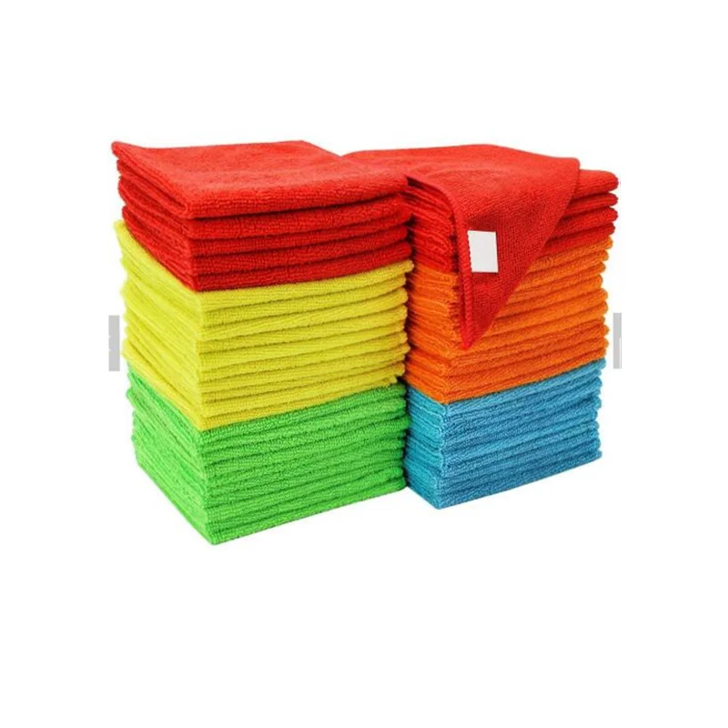 Microfiber Cleaning Cloth For Car Wash/cleaning Green Microfiber warp knitted Towel Edgeless