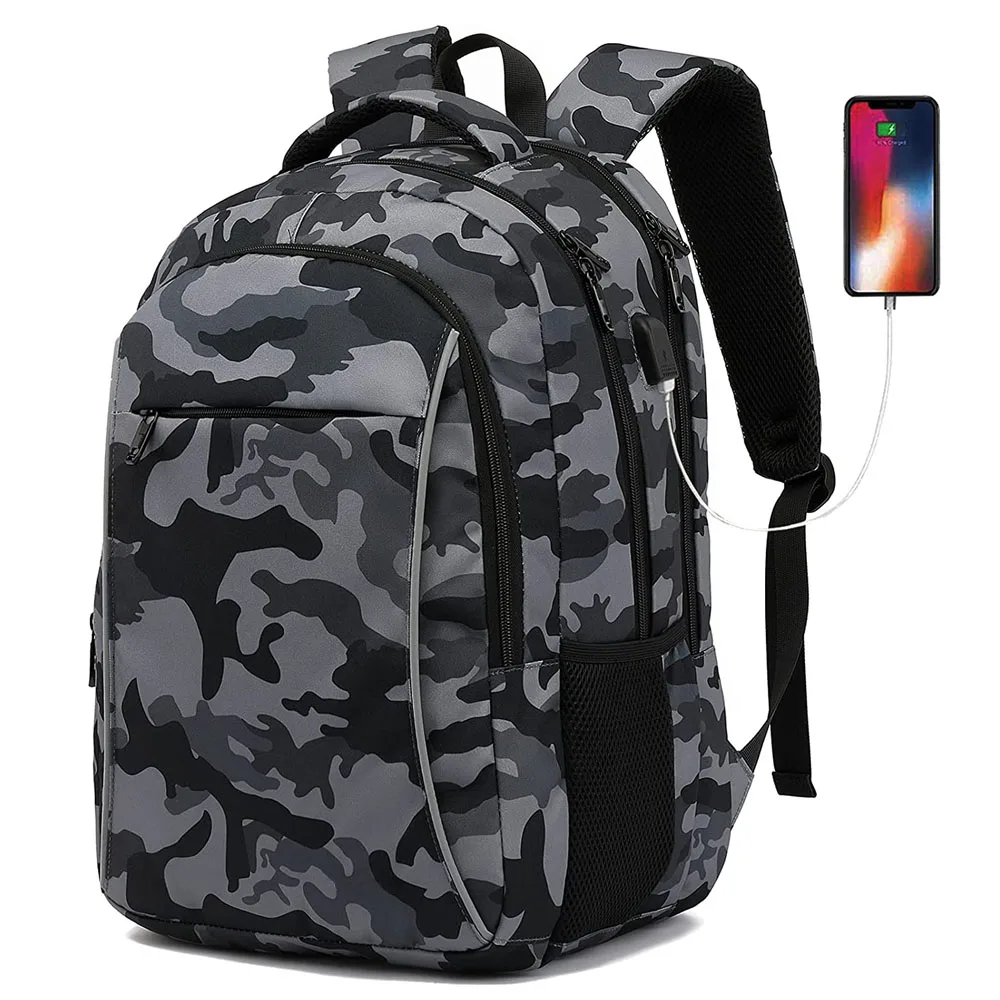 Wholesale Sport School Bag Casual Sport Laptop Backpack with USB Hiking Camping Travel Custom Logo Nylon Customized Logo CN;FUJ
