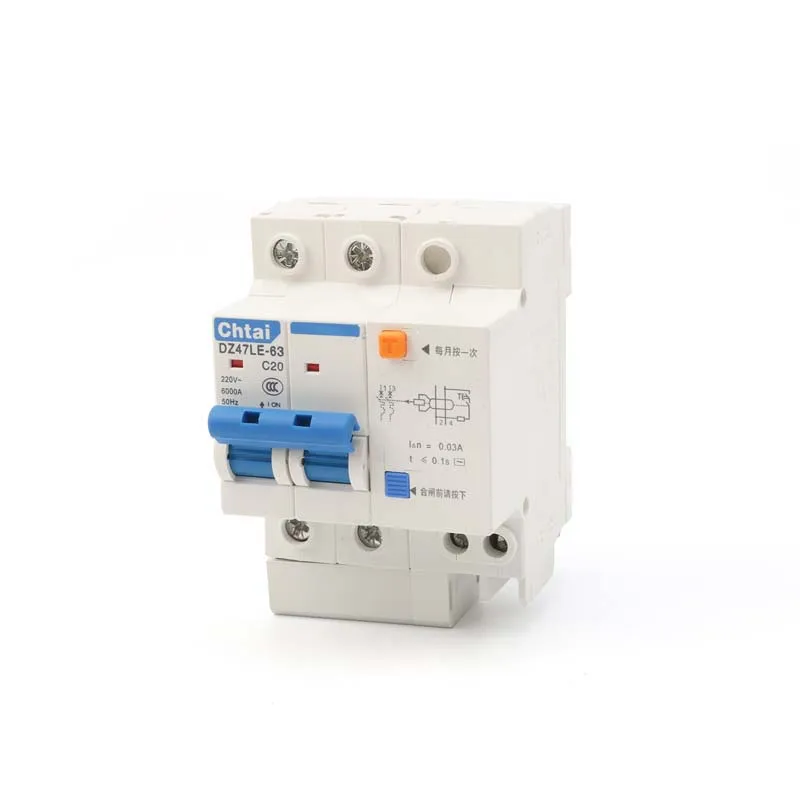 Chtai DZ47LE Американская классификация проводов 2р 20a 6-63amp Elcb остаточный ток утечки на землю автоматический выключатель УЗО RCBO DZ47LE-63 Бестселлер