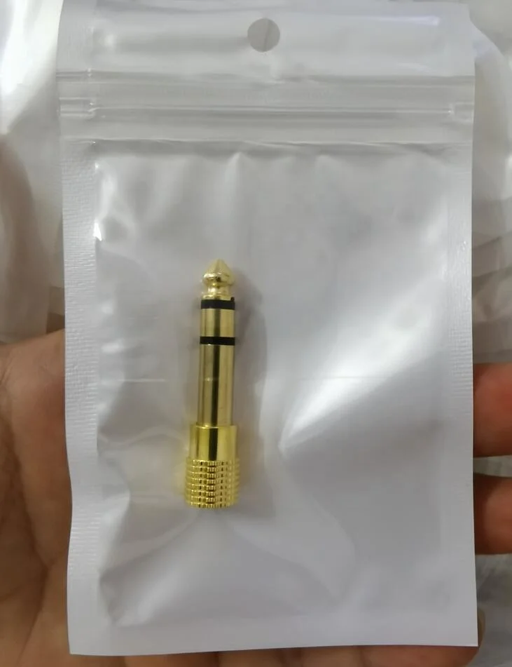 Gold Plated 6.35mm (1/4 inch) to 3.5 mm Male to Female Stereo Adapter, can be 5-Pack or custom